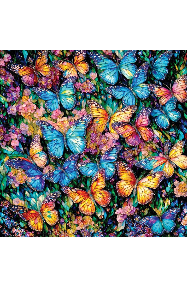Sunsout Stained Glass Butterflies 500 piece Jigsaw Puzzle for Adults, Alternate, color, Multicolor