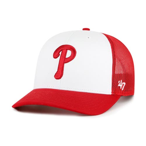 47 Brand Men's White/red Philadelphia Phillies Freshman Trucker Adjustable Hat In White