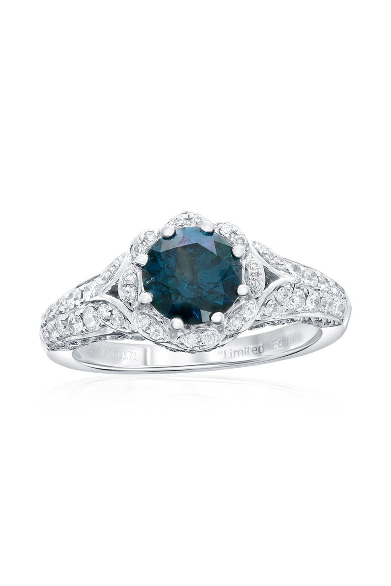 14K White Gold 1.14ct Blue Diamond & 0.71cttw Diamond Ring, Main, color, White Gold