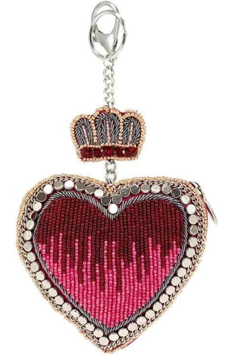 Mary Frances Accessories Have A Heart Coin Purse, Main, color, Red / Silver