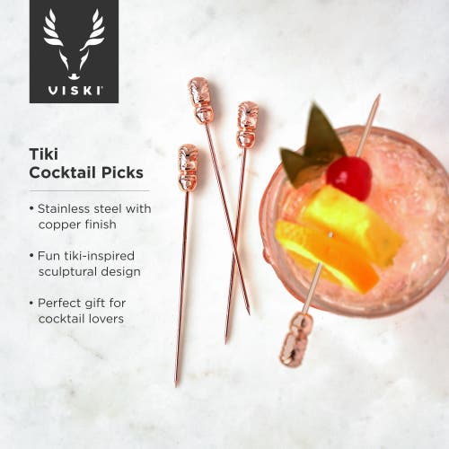 Viski Pacific Tiki Cocktail Picks Set Of 4 In Copper
