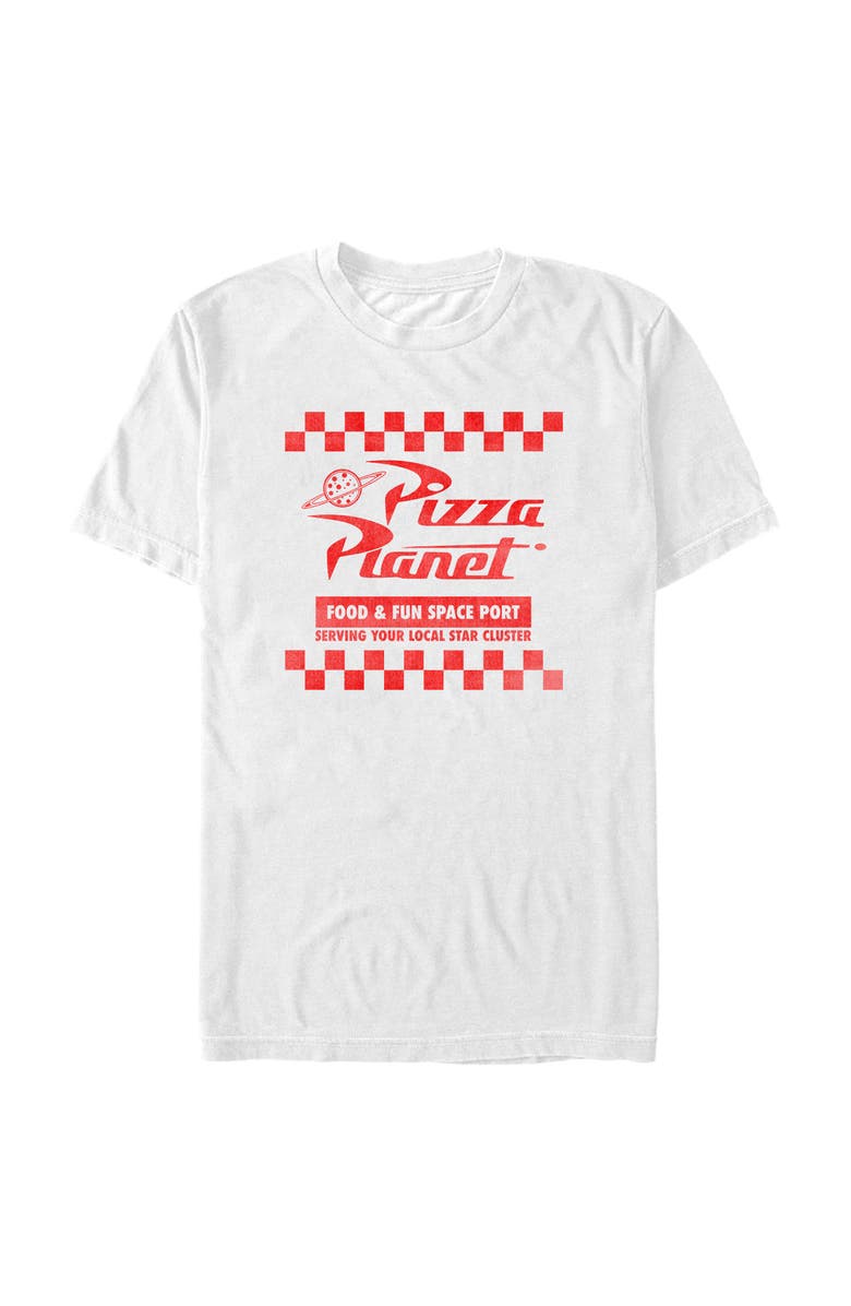 Toy Story Men's Toy Story Pizza Planet Uniform Graphic T-Shirt, Alternate, color, White