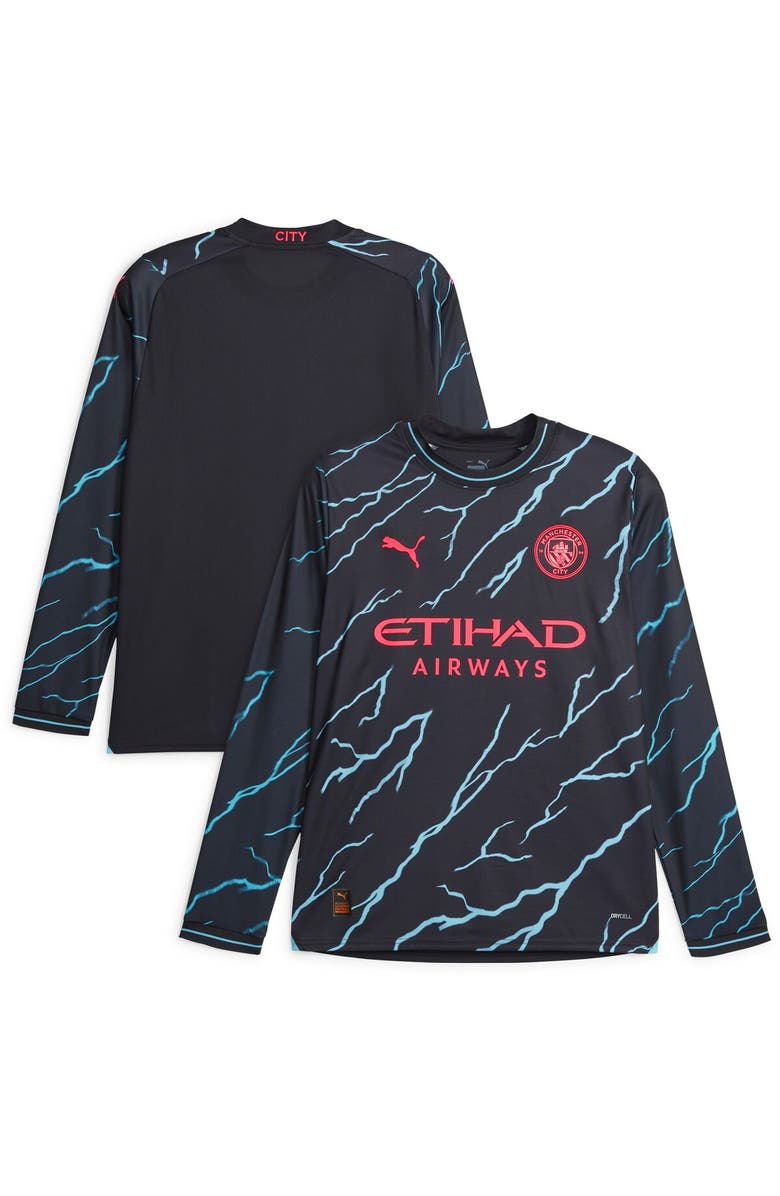 PUMA Men's Puma Navy Manchester City 2023/24 Third Long Sleeve Replica Jersey, Main, color,