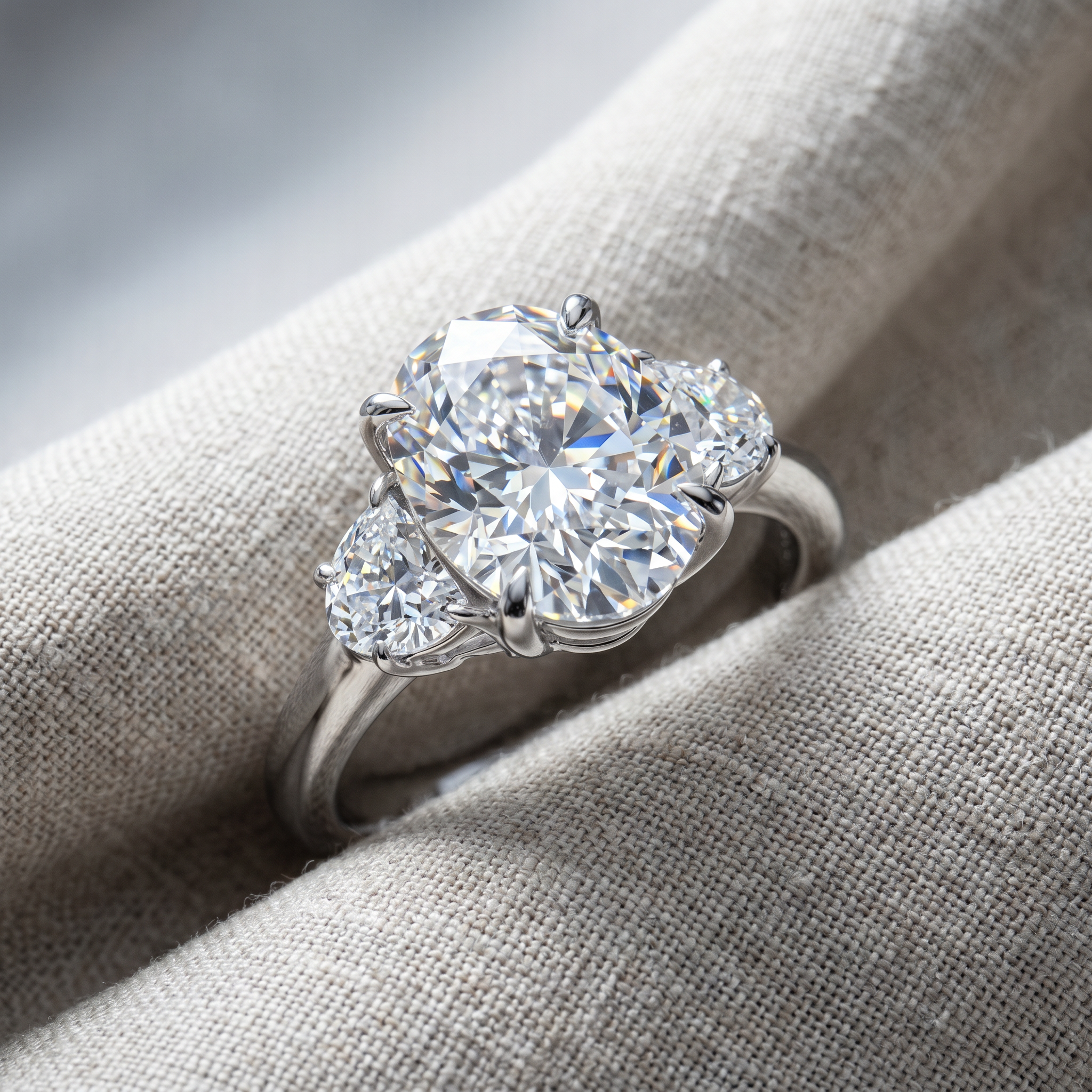 Женские аксессуары Bliss Diamond Certified Joanna 4 3/4Ct Oval & Half Moon Diamond Engagement 14k Gold Lab Grown — фото 4