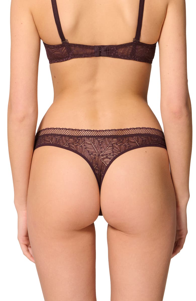 Simone Perele Comete Lace Tanga, Alternate, color, Dark Brown