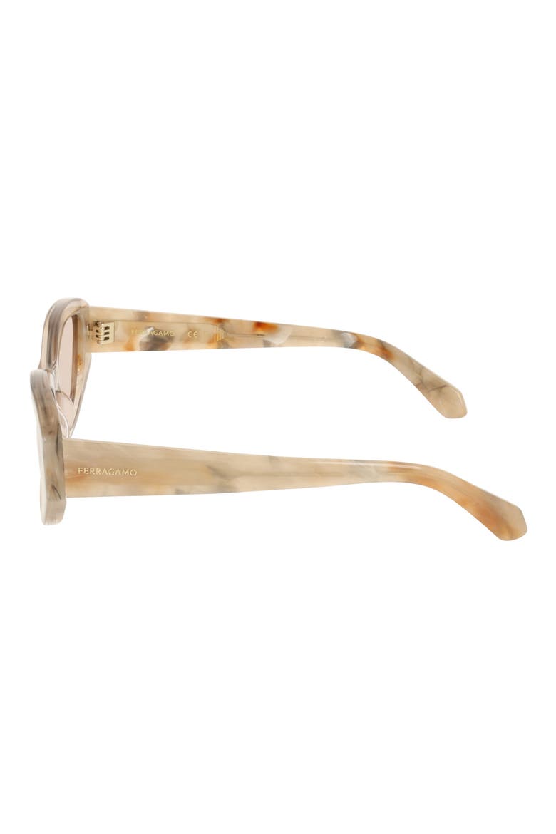 55mm Oval Sunglasses, Alternate, color, TRANSPARENT BEIGE/ MARBLE