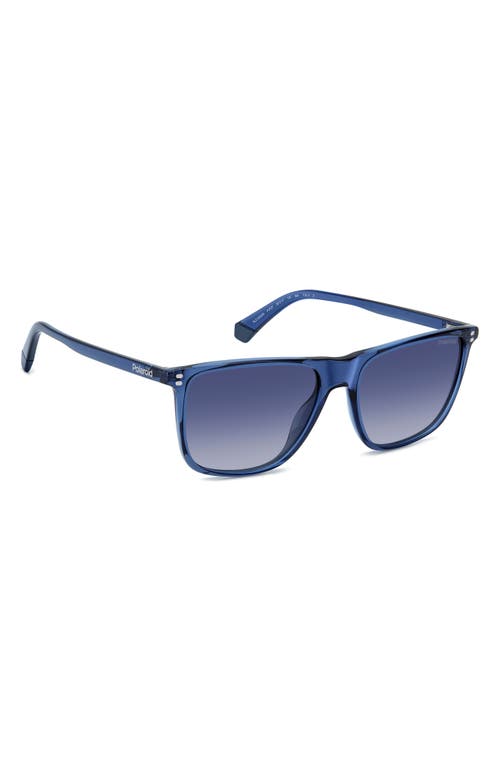 Polaroid 55mm Gradient Polarized Rectangular Sunglasses In Blue/blue Polar