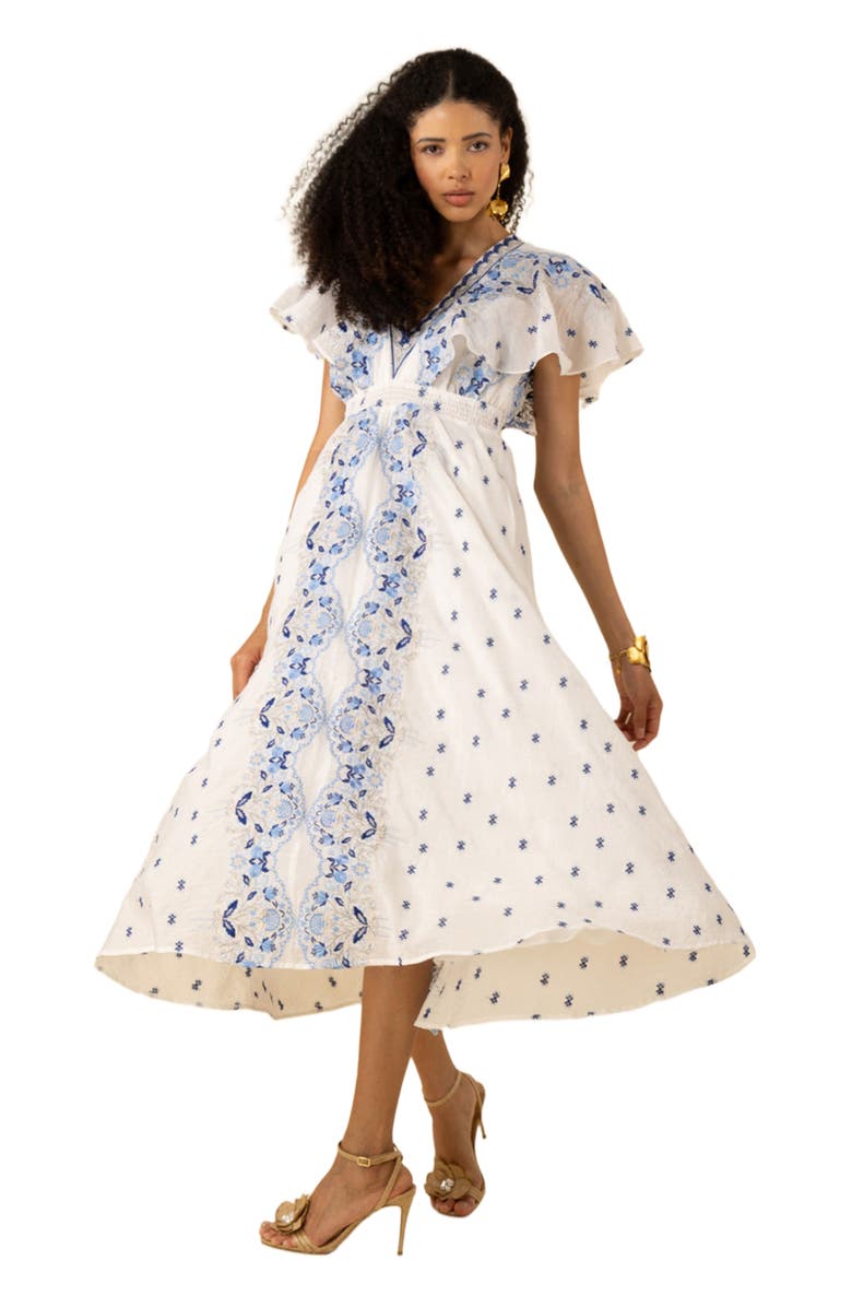 Hale Bob Elianna Embroidered Organza Maxi Dress, Alternate, color, 