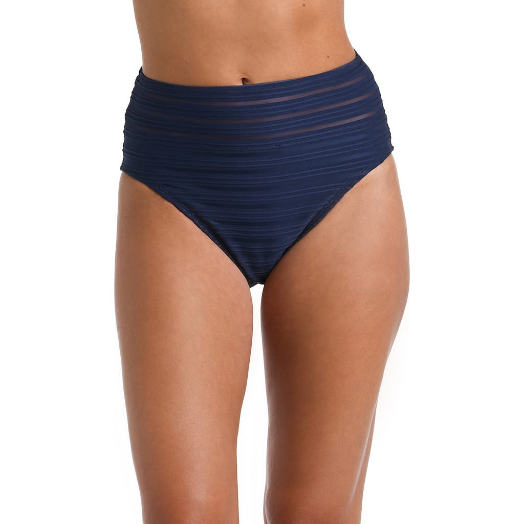 La Blanca Fluid Lines High Waist Bikini Bottoms in Indigo