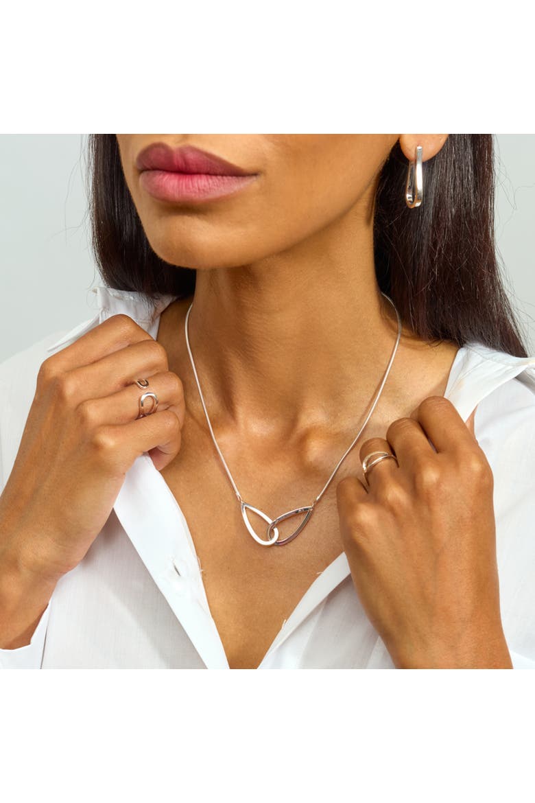Large Linked Petal Pendant, Alternate, color, Sterling Silver