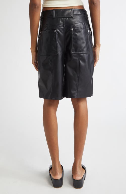 Stand Studio Julieta High Waist Faux Leather Bermuda Shorts In Black