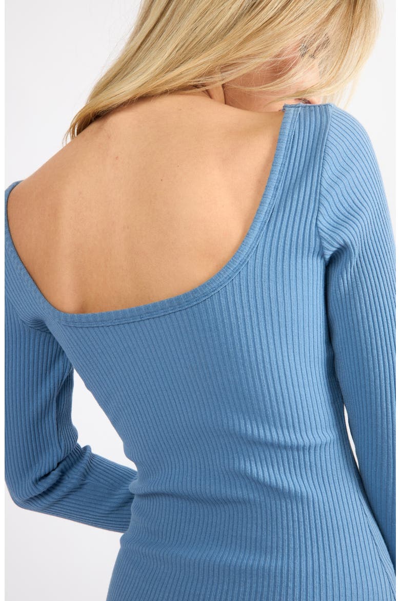 She's The Boss Long Sleeve Cotton Blend Rib Sweater Dress, Alternate, color, BLUE