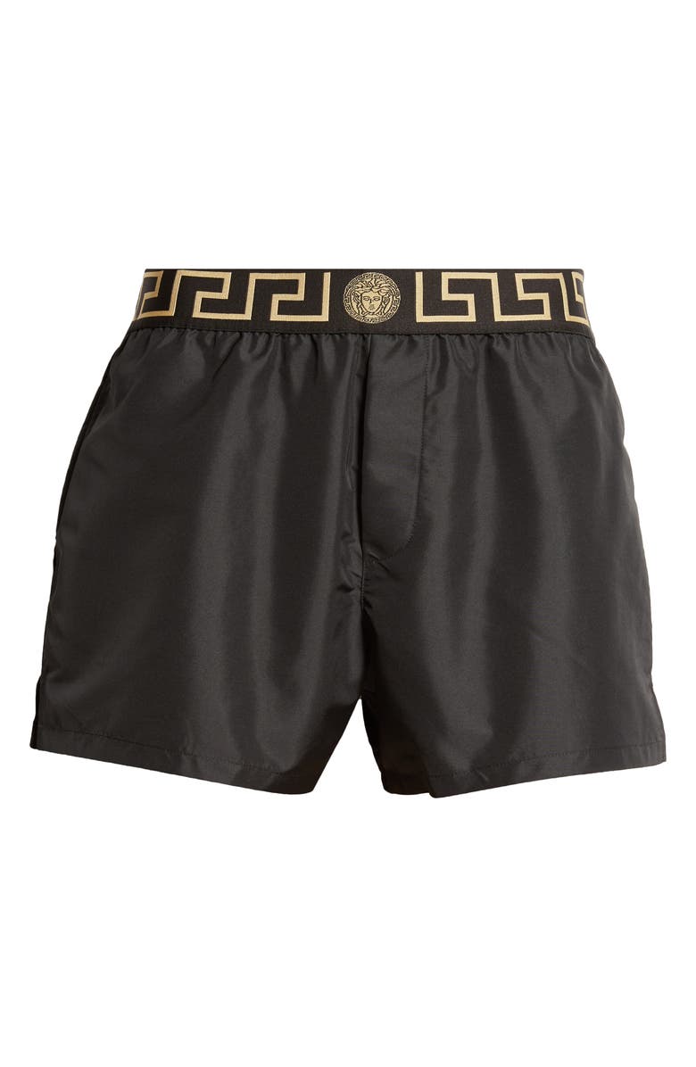 Versace Greca Medusa Swim Trunks, Alternate, color, Black Gold Greek Key