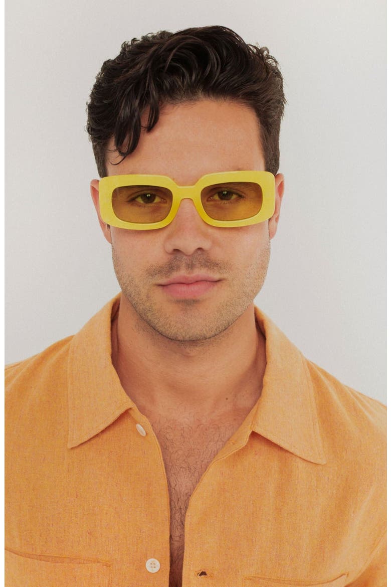 Dolly Rectangular Sunglasses, Alternate, color, Yellow