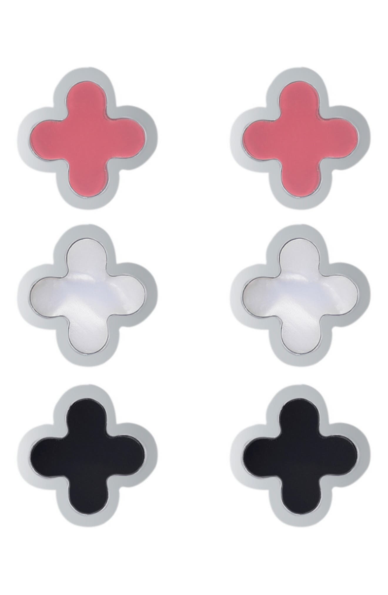 Adornia Set of 3 Clover Stud Earrings