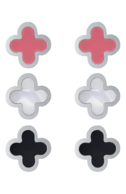 Set of 3 Clover Stud Earrings