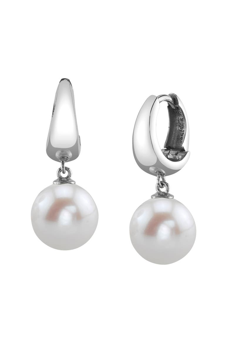 Freshwater Pearl Hoop Willa Dangling Earrings, Main, color, White Gold
