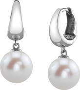 The Pearl Source Freshwater Pearl Hoop Willa Dangling Earrings