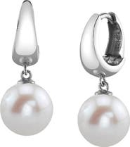 The Pearl Source Freshwater Pearl Hoop Willa Dangling Earrings