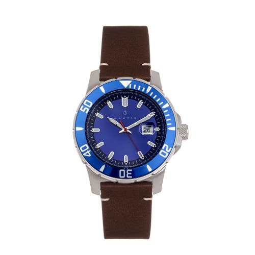 Nautis Dive Pro 200 Leather-Band Watch w/Date in Blue  product