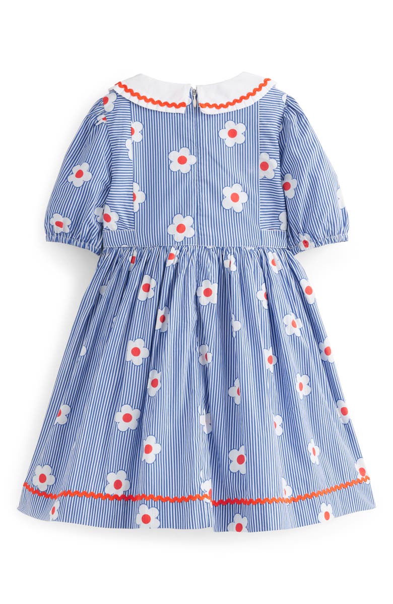 Mini Boden Kids' Floral Rickrack Trim Cotton Dress, Alternate, color, 