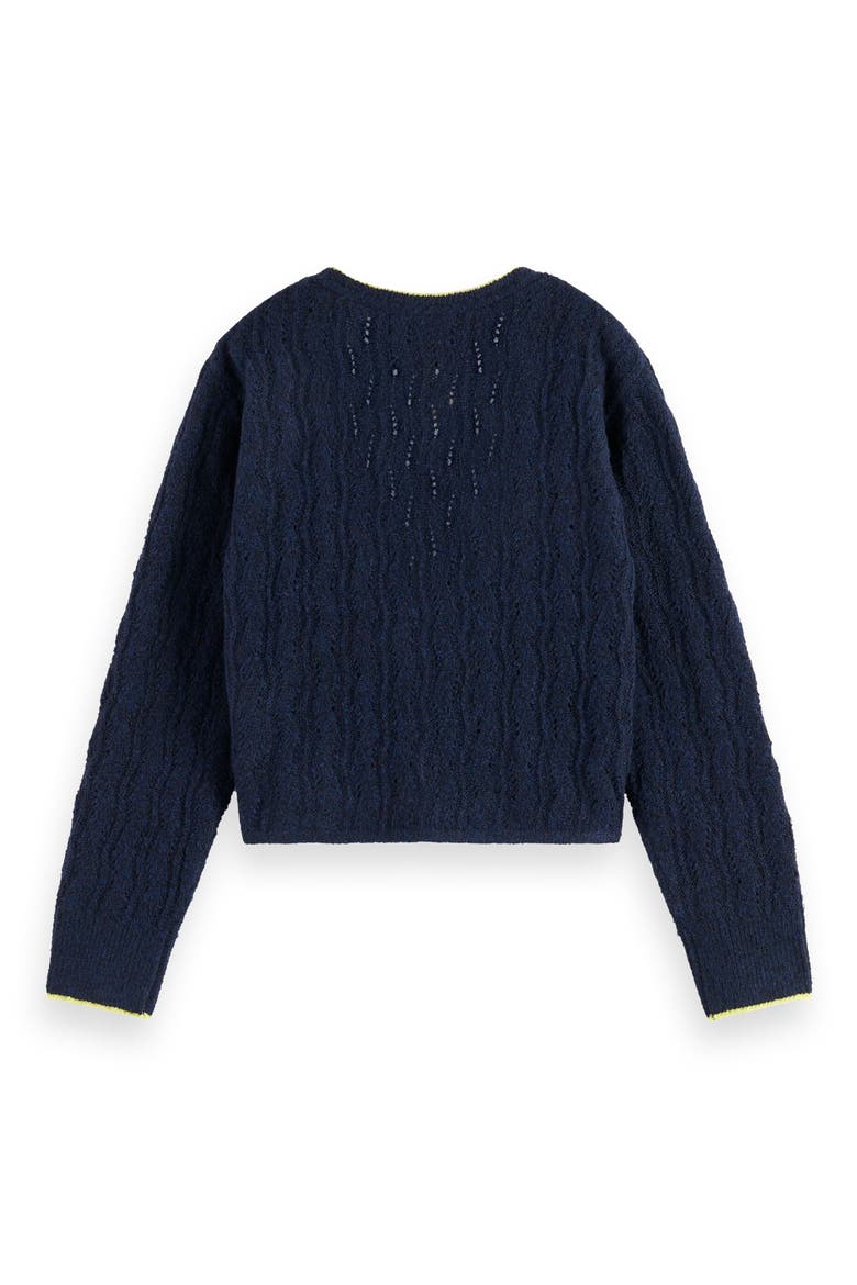 Kids' Ajour Pointelle Cardigan, Alternate, color, SKY CAPTAIN
