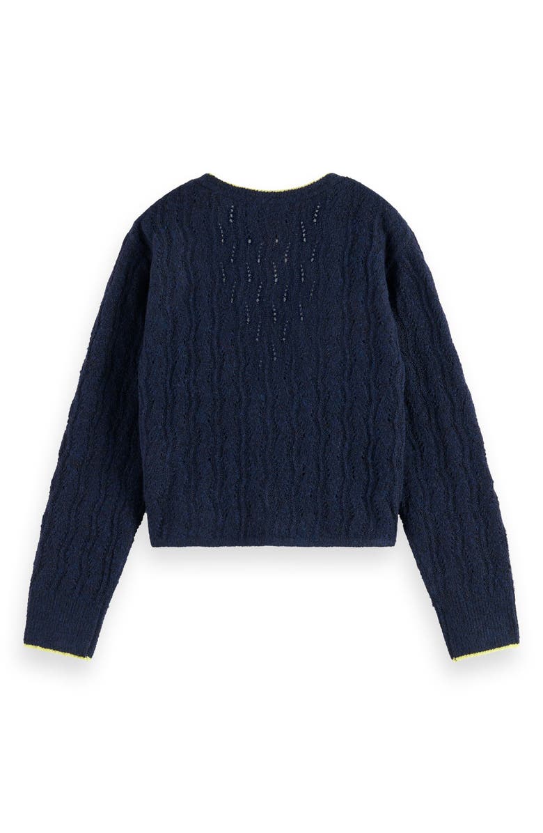 Scotch & Soda Kids' Ajour Pointelle Cardigan, Alternate, color, Sky Captain