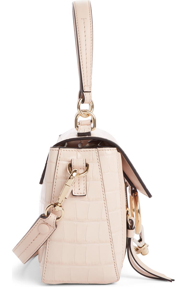 Chloé Mini Faye Day Croc Embossed Leather Satchel, Alternate, color,