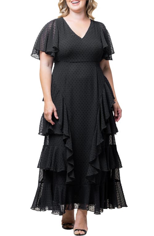 Kiyonna Tour de Flounce Tiered Maxi Dress in Onyx 