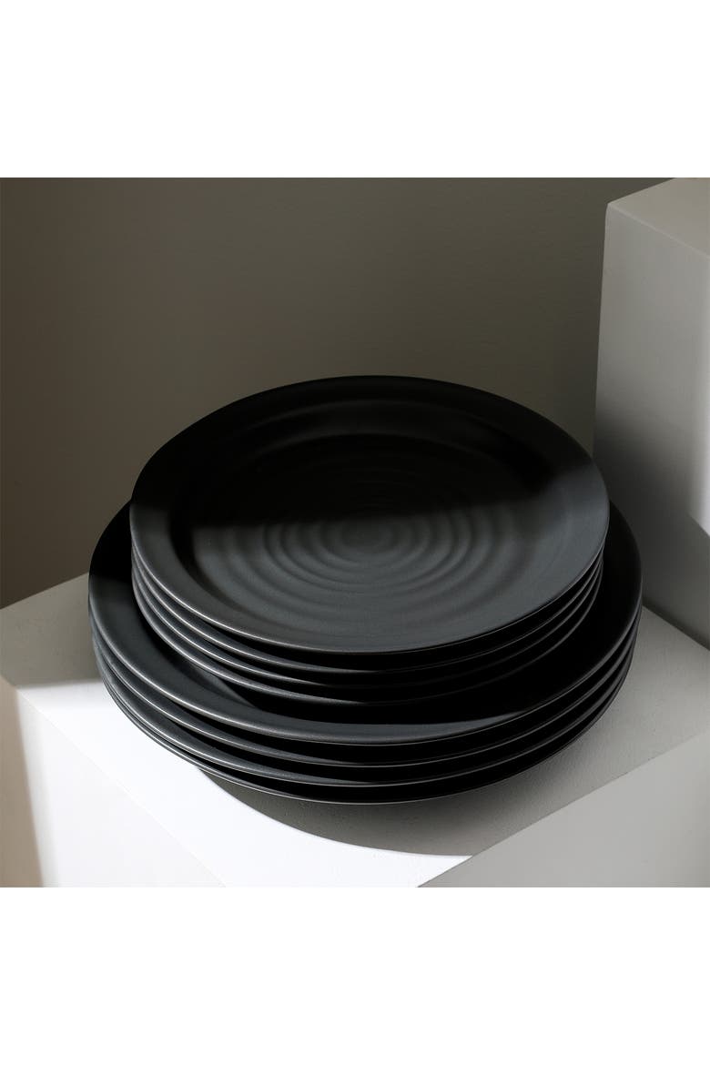 Orbit Stoneware 16-Piece Dinnerware Set with Cereal Bowls and Mugs, Alternate, color, Charcoal
