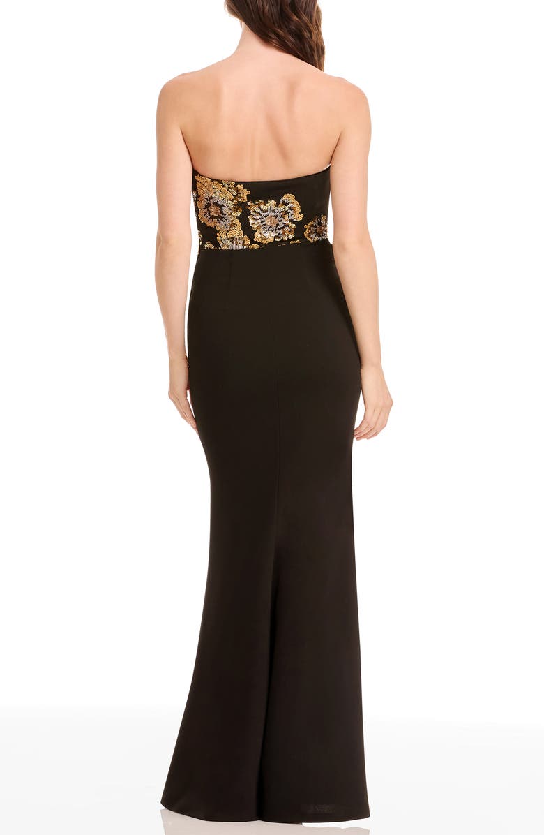 Dress the Population Tiana Placed Beaded Floral Strapless Mermaid Gown, Alternate, color, Gold Multi
