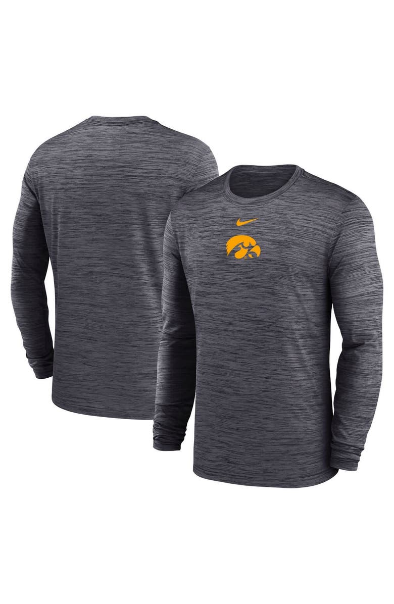 Nike Men's Nike Black Iowa Hawkeyes 2025 Sideline Velocity Performance Long Sleeve T-Shirt, Alternate, color, Black
