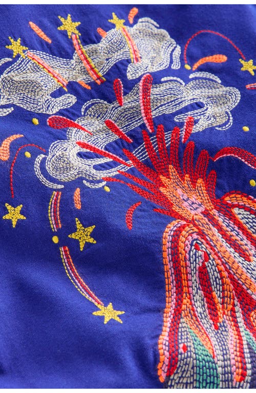 Mini Boden Kids' Superstitch Volcano Long Sleeve Cotton Graphic T-shirt In Blue