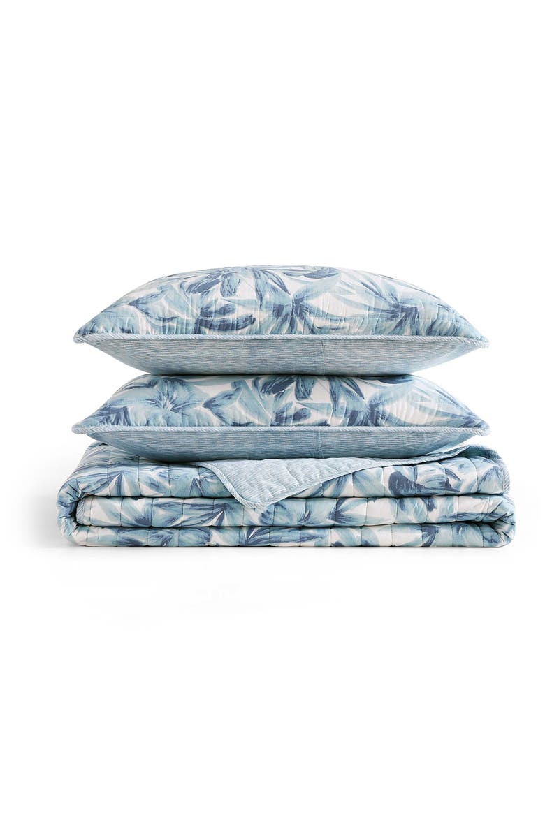 Aubrey Floral Cotton Quilt Set, Main, color, BLUE