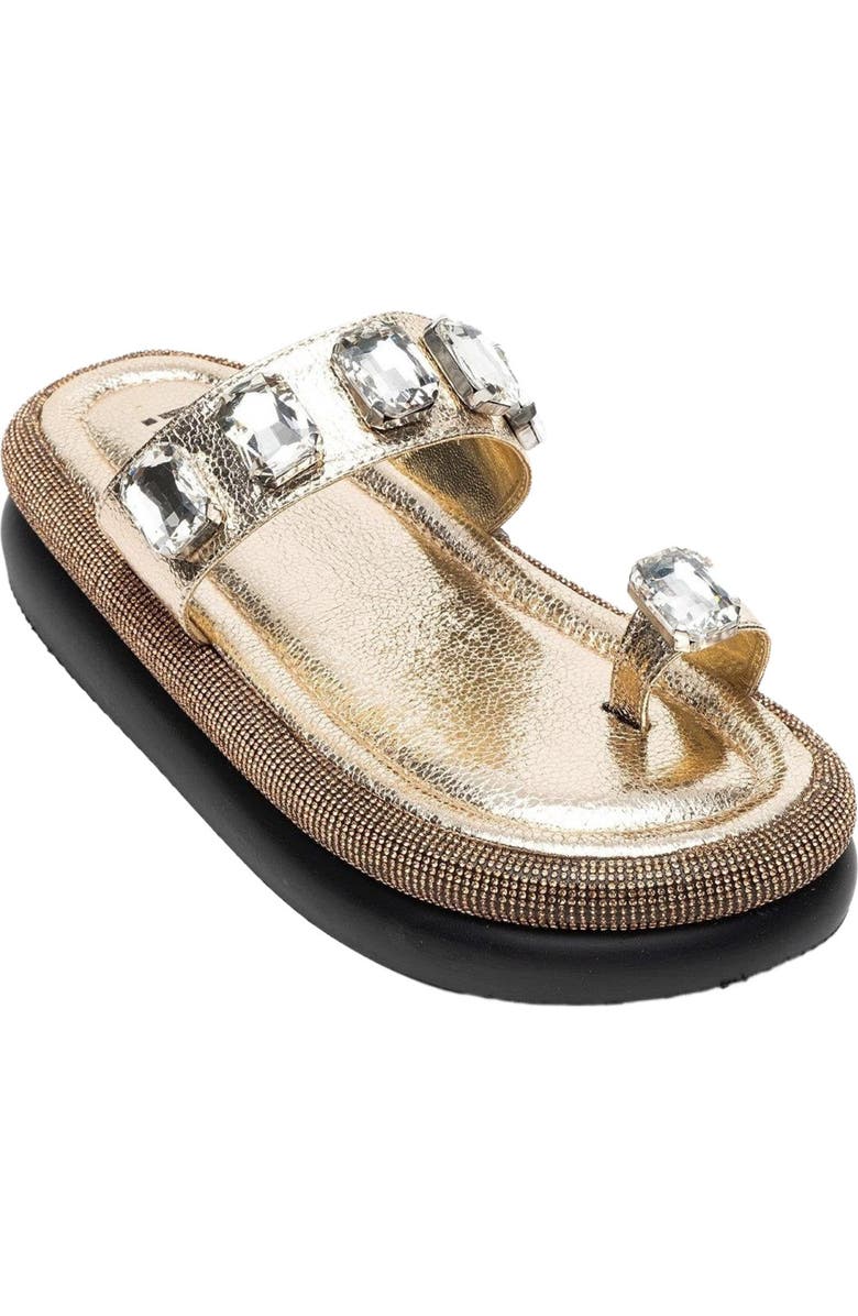 Prologue Shoes Evans Jeweled Platform Sandal, Alternate, color, Gold Faux Leather