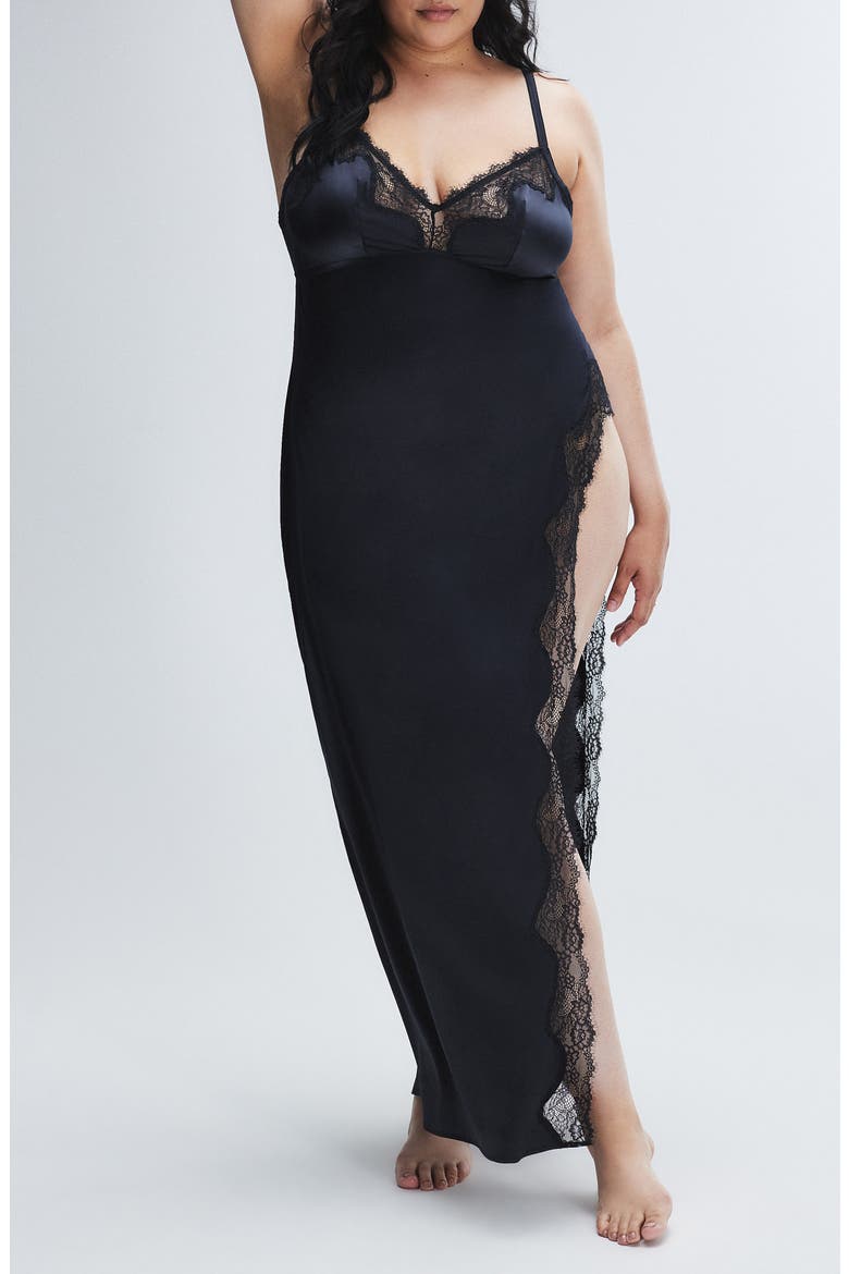 Nite Shade Maxi Slip Chemise, Alternate, color, BLACK CAVIAR