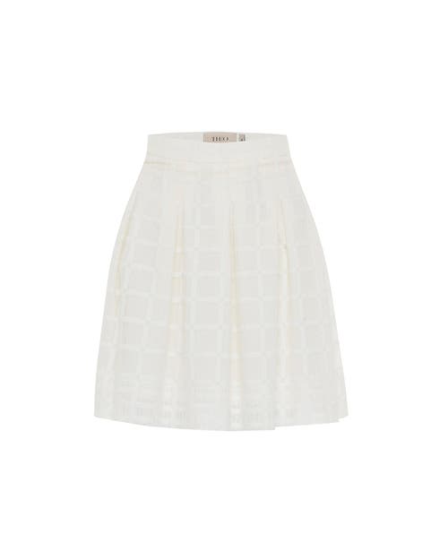 Theo The Label Atropos Windowpane Lace Banker Skirt In White