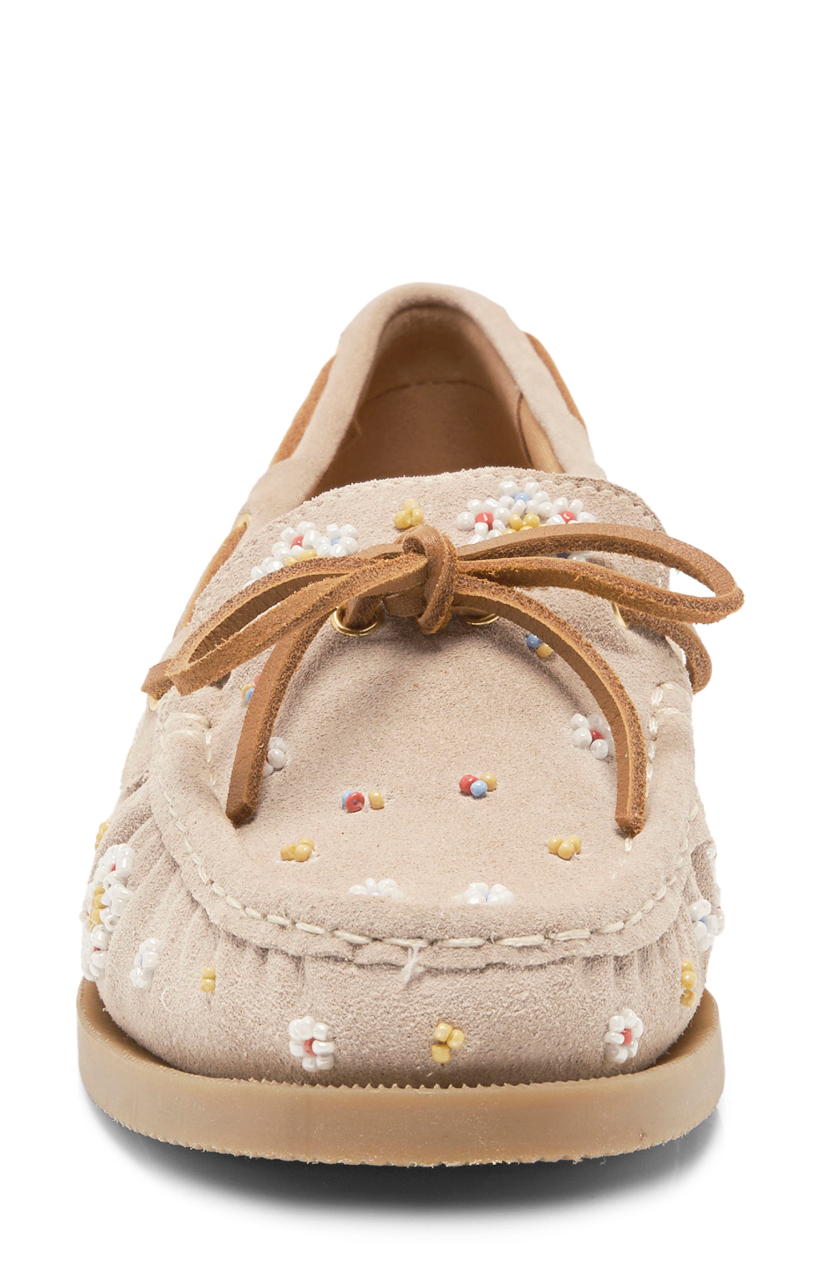 Sandy Beaded Boat Shoe, Alternate, color, OYSTER COVE SUEDE