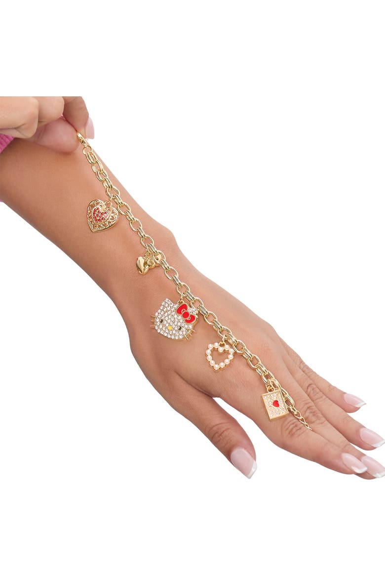 Crystal Charm Bracelet with Iconic Charms, Alternate, color, Gold