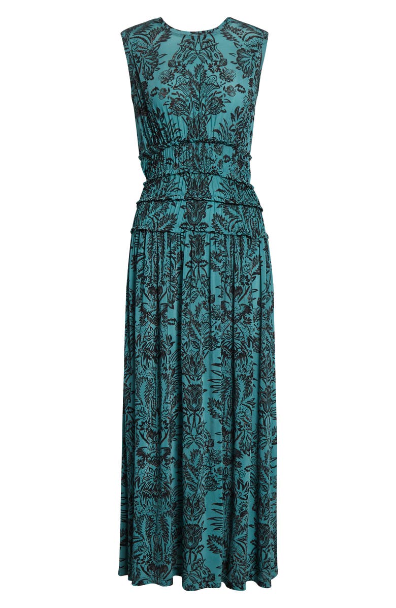 Ulla Johnson Kamaria Floral Jersey Midi Dress, Alternate, color, Ocean Flora
