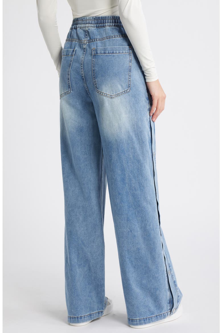 Keenie Side Snap Pull On Denim Pants, Alternate, color, MEDIUM BLUE