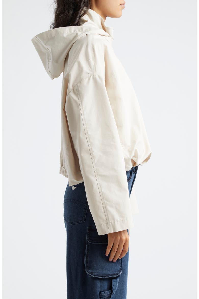 Technical Cotton Blend Crop Hooded Windbreaker, Alternate, color, SOLID MEDIUM BEIGE