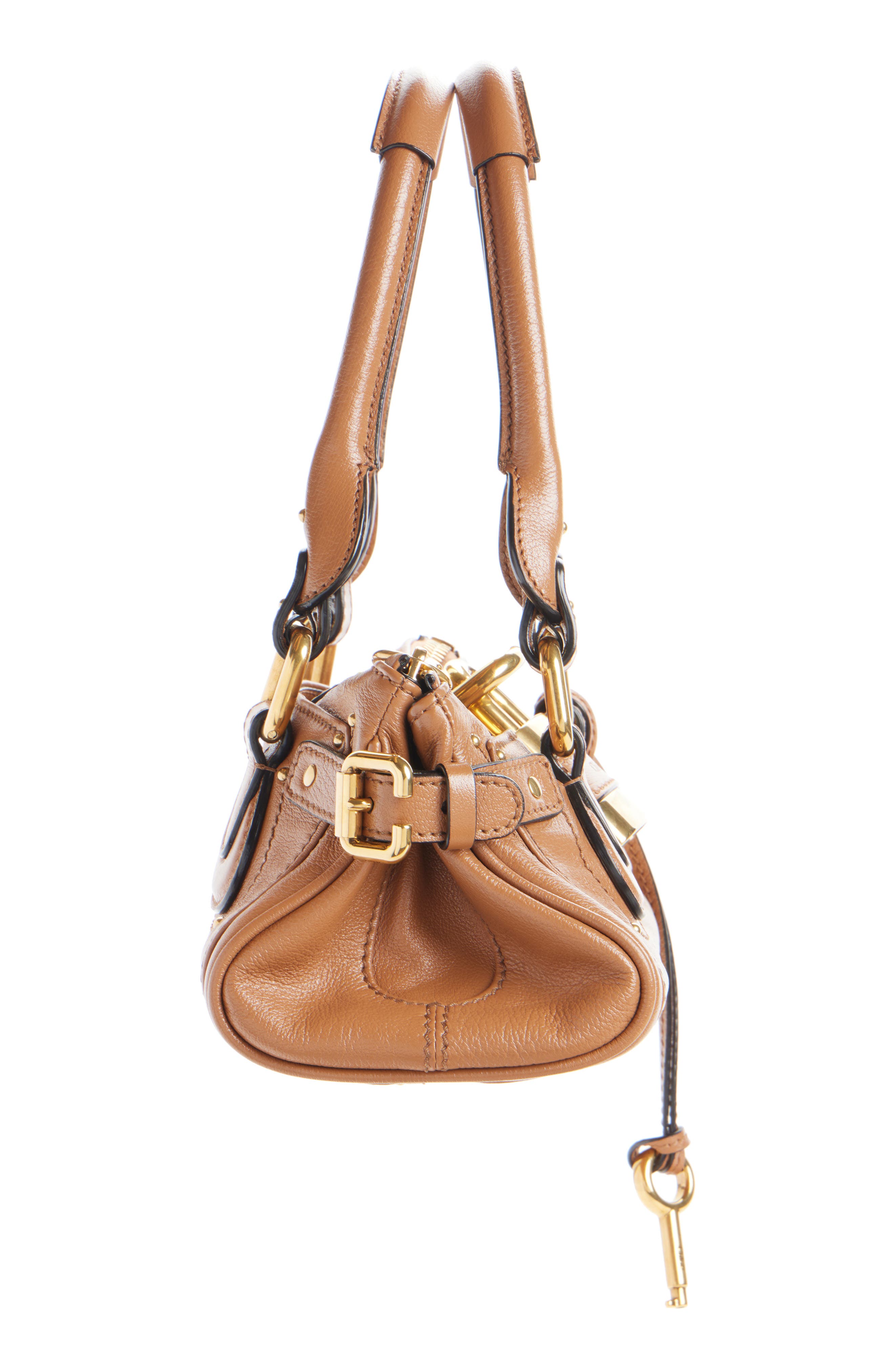 Chloé Small Paddington Leather Satchel, Alternate, color, Mustang Brown