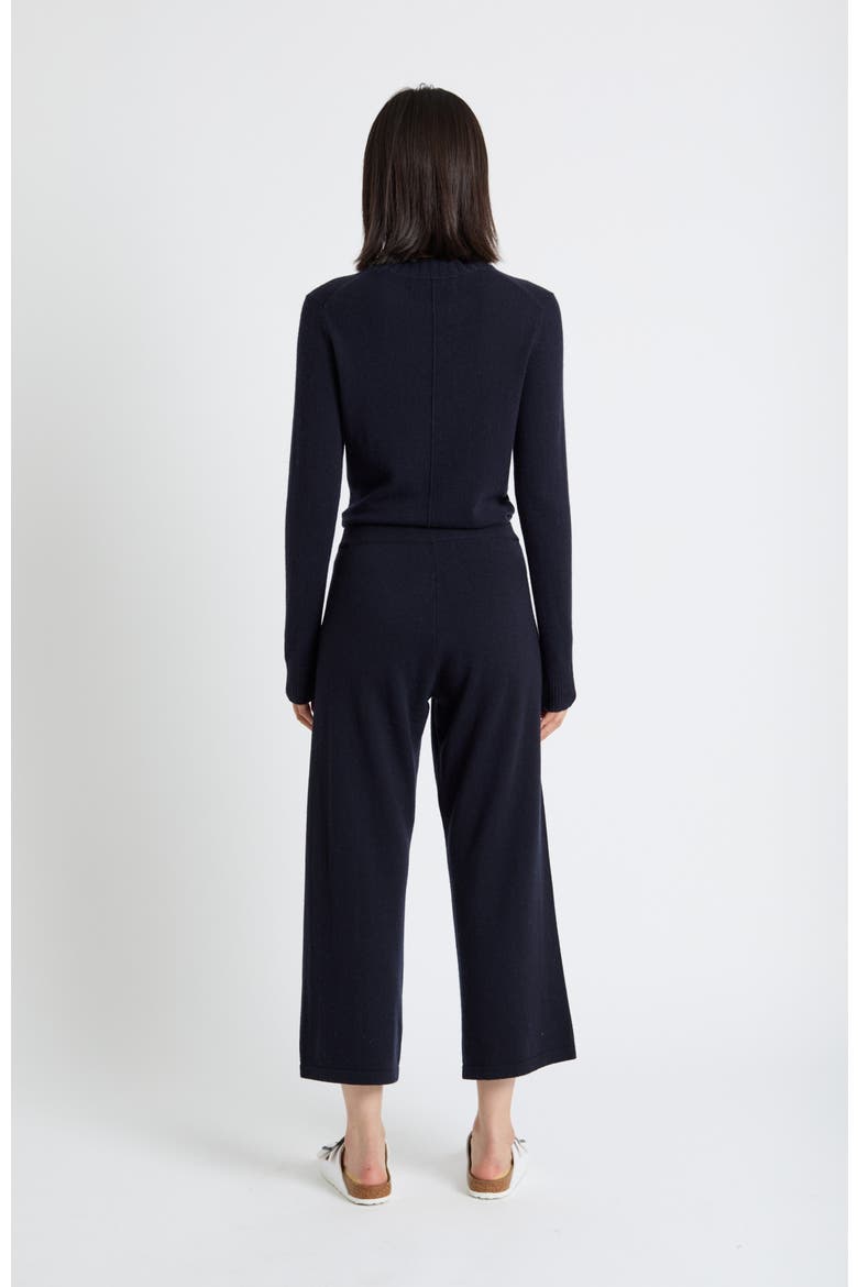 Wool-Cashmere Cropped Wide-Leg Pants, Alternate, color, Black