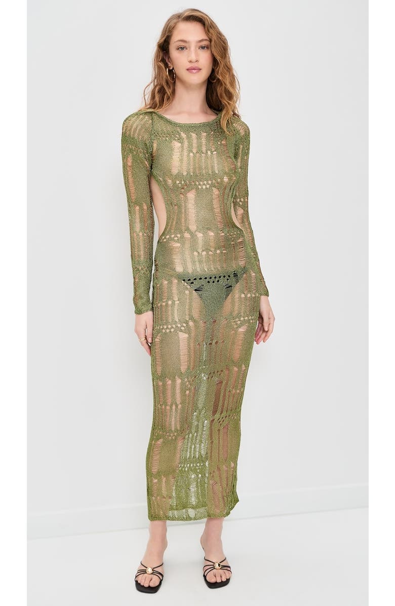 Dur Doux Moss Crochet Maxi Dress, Alternate, color, Miami Palm Print