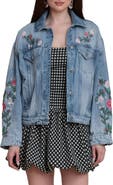 Avec Les Filles Embroidered Denim Trucker Jacket