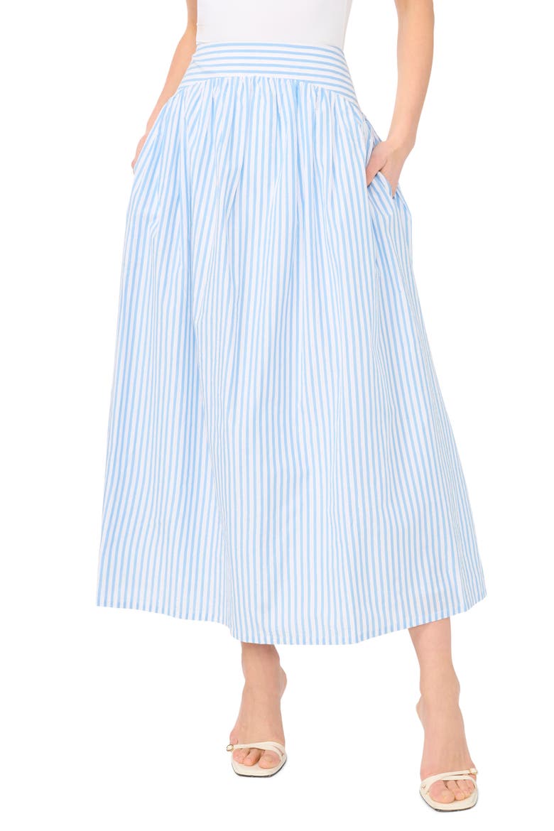 Stripe High Waist A-Line Skirt, Main, color, DENIM MULTI