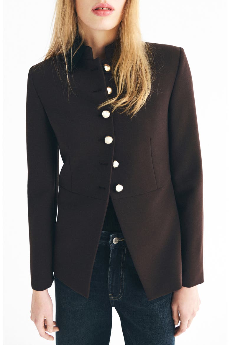 Button Front Jacket, Main, color, BROWN