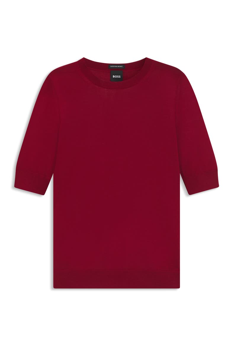Farbella Short Sleeve Virgin Wool Sweater, Alternate, color, DEEP RUBY