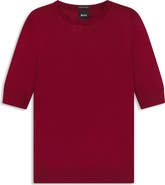 BOSS Farbella Short Sleeve Virgin Wool Sweater